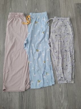 Women’s Pajama Pants Trio Lightweight, Soft, And Cropped. Sloth/Goose Patterns S